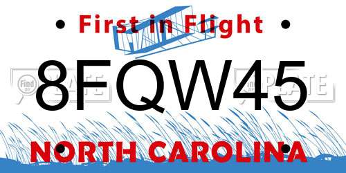 8FQW45 North Carolina License Plate