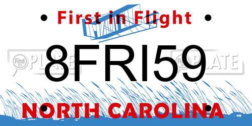 8FRI59 North Carolina License Plate