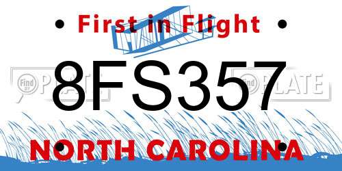 8FS357 North Carolina License Plate