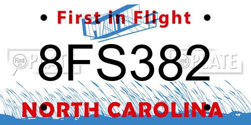 8FS382 North Carolina License Plate