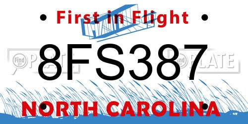 8FS387 North Carolina License Plate