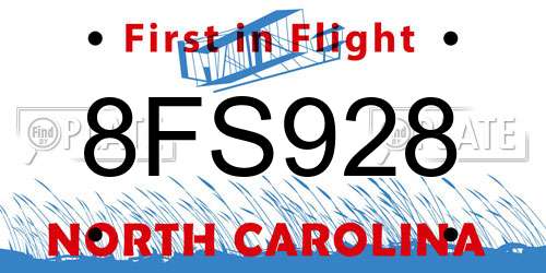 8FS928 North Carolina License Plate