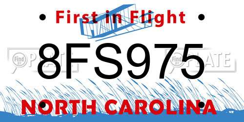 8FS975 North Carolina License Plate