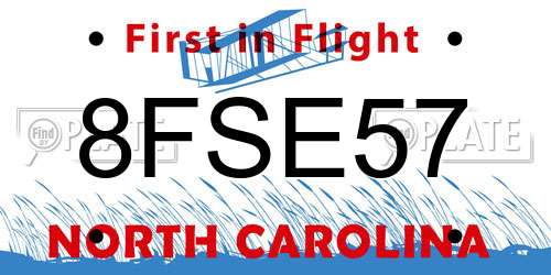 8FSE57 North Carolina License Plate