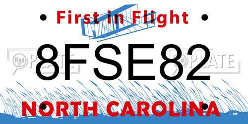 8FSE82 North Carolina License Plate