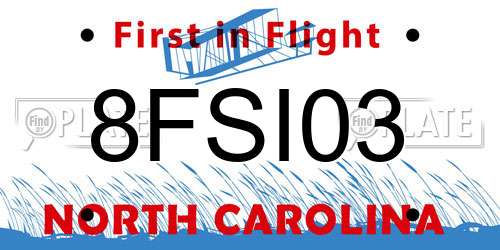 8FSI03 North Carolina License Plate