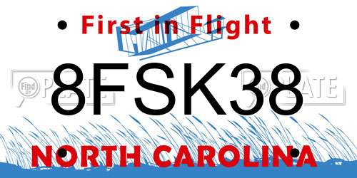 8FSK38 North Carolina License Plate