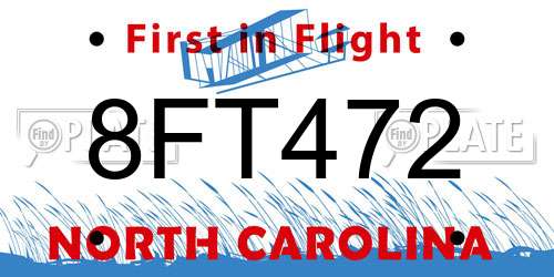 8FT472 North Carolina License Plate