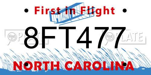8FT477 North Carolina License Plate