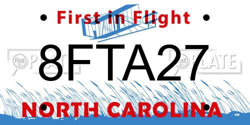 8FTA27 North Carolina License Plate