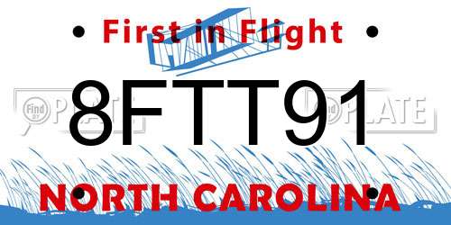 8FTT91 North Carolina License Plate