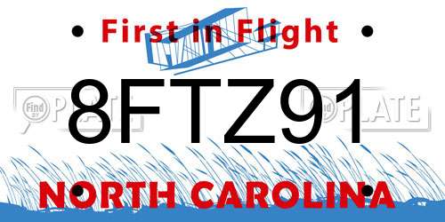 8FTZ91 North Carolina License Plate