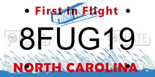 8FUG19 North Carolina License Plate