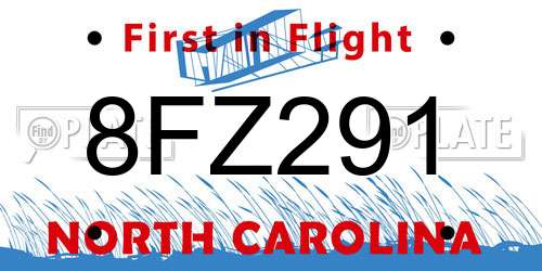 8FZ291 North Carolina License Plate