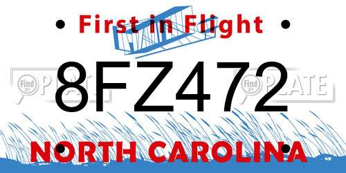 8FZ472 North Carolina License Plate