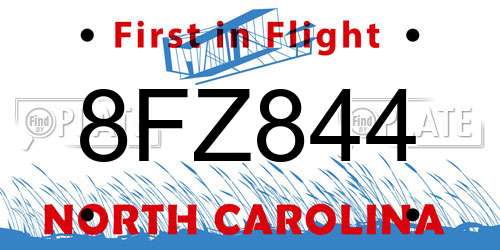 8FZ844 North Carolina License Plate