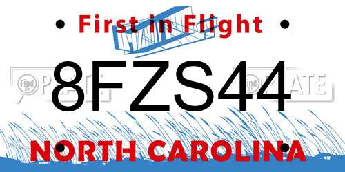 8FZS44 North Carolina License Plate