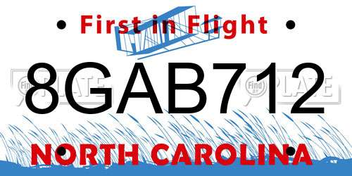 8GAB712 North Carolina License Plate