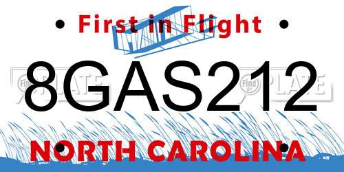 8GAS212 North Carolina License Plate