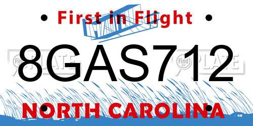8GAS712 North Carolina License Plate