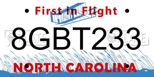 8GBT233 North Carolina License Plate