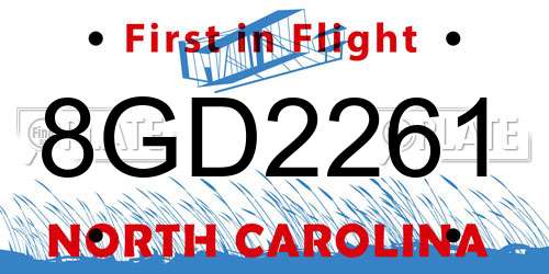 8GD2261 North Carolina License Plate