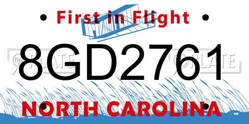 8GD2761 North Carolina License Plate