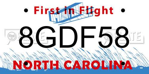 8GDF58 North Carolina License Plate