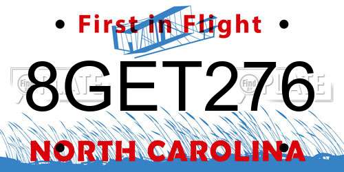 8GET276 North Carolina License Plate