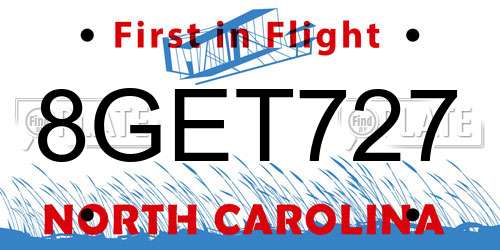 8GET727 North Carolina License Plate