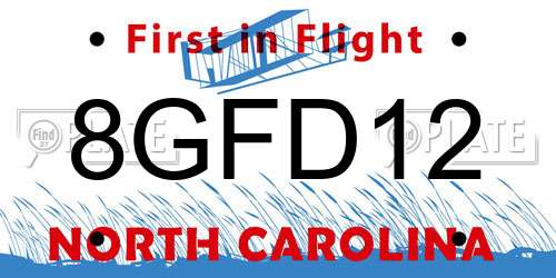 8GFD12 North Carolina License Plate