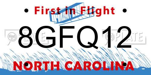 8GFQ12 North Carolina License Plate