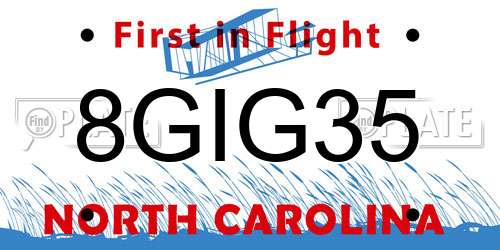 8GIG35 North Carolina License Plate