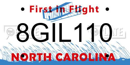 8GIL110 North Carolina License Plate