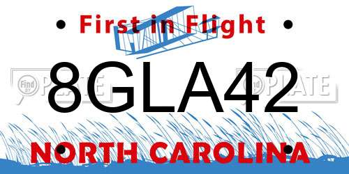 8GLA42 North Carolina License Plate