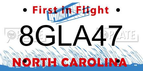 8GLA47 North Carolina License Plate