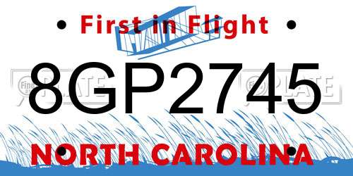 8GP2745 North Carolina License Plate