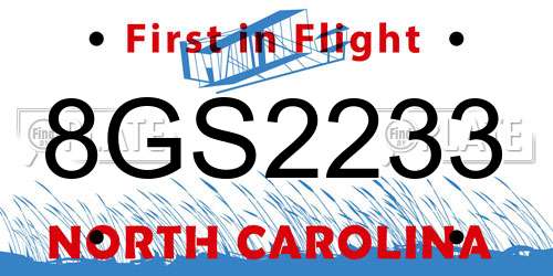 8GS2233 North Carolina License Plate