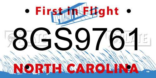 8GS9761 North Carolina License Plate