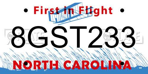 8GST233 North Carolina License Plate