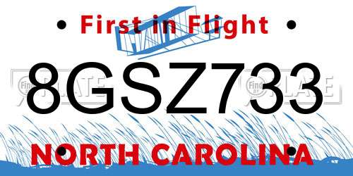 8GSZ733 North Carolina License Plate