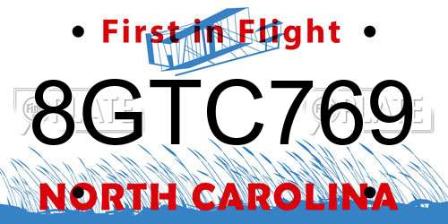 8GTC769 North Carolina License Plate