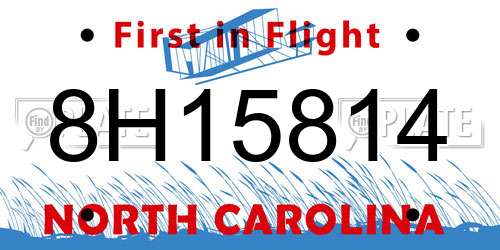 8H15814 North Carolina License Plate