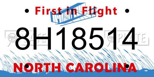 8H18514 North Carolina License Plate