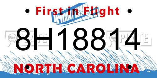 8H18814 North Carolina License Plate
