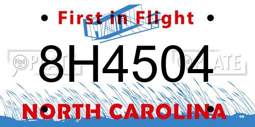 8H4504 North Carolina License Plate