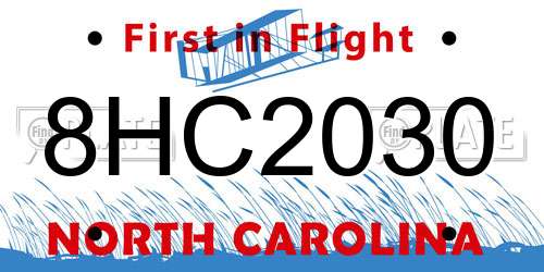 8HC2030 North Carolina License Plate