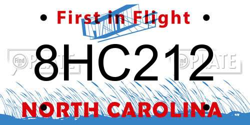 8HC212 North Carolina License Plate