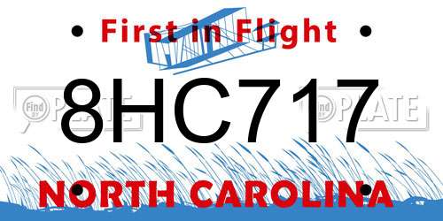 8HC717 North Carolina License Plate