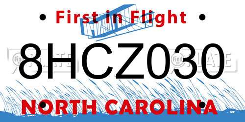 8HCZ030 North Carolina License Plate